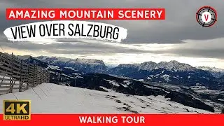 Gaisberg Salzburg Austria ❄ Amazing light dances in the clouds 🌪(4K Virtual Walking Tour)