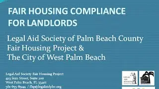 Legal Aid Society --Fair Housing Compliance for Landlords