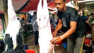 Amazing Goat Cutting And Cleaning Skill by Expert Butcher in Bangladesh. Mutton Cutting Skills