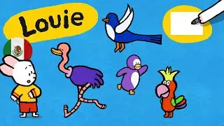 🇲🇽 🇨🇴 🇦🇷 Louie, dibújame 🎨✐ Como Dibujar Pájaros | Para niños ⬇️⬇️⬇️ Más