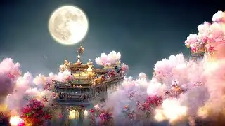 Sky Kingdom | Floating City Ambience | Fantasy Ambience Full Moon Night Soundscape AI Art