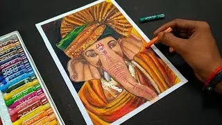 Lord Ganesha Drawing,  Ganesh Ji Drawing,  Oil Pastel Drawing, Final Part 😍