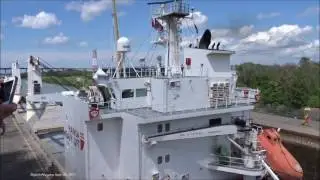 Ship HHL RHINE Surprise flyover by AVRO WW2 LANCASTER & Mitchell B25 BOMBERS, Welland Canal 2017