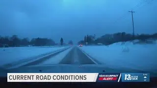 Blowing snow reducing visibility on US 131