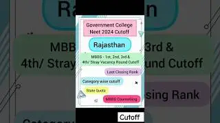 MBBS - 1st, 2nd, 3rd & 4th/Stray Round Cutoff 2024. Rajasthan
