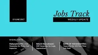 Jobs Track | Weekly Job Alert | 19 June 2017