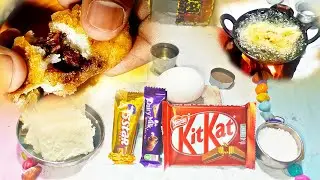 Deep Fried Bread CHOCOLATE Recipe | fried chocolate recipes | Village miniature cooking |cooking|#10