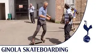 David Ginola shows off his skateboard skills
