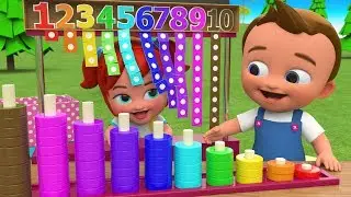 Little Babies Fun Play Learning Numbers for Children with Wooden Rings Numbers Toy Set 3D Kids Edu