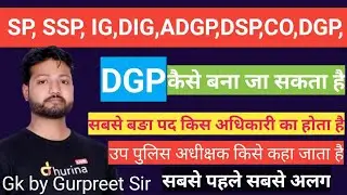 SP,SSP,DIG,ADGP,DSP,CO,DGP || Haryana police || Gk by gurpreet sir ||