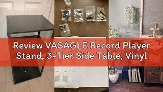 Review VASAGLE Record Player Stand, 3-Tier Side Table, Vinyl Record Storage up to 100 Albums, End Ta
