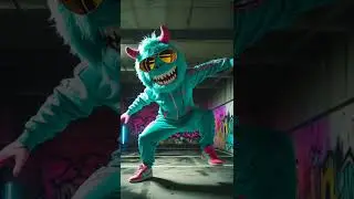 monster plushie dressed in a tracksuit