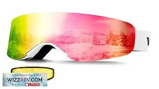 VEVOR Frameless Ski Goggles Magnet Cylindrical Lens with Pink Revo Coating OTG
