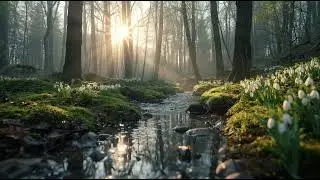 Spring Forest Stream 4K | Peaceful Woodland Scene | 3 Hours | Visual Screens TV