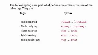 HTML Tags - Table And Forms