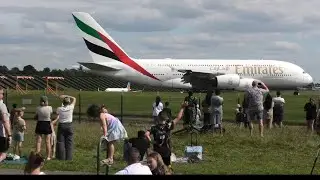 What a beautiful summer school holiday crowd when world's biggest passenger jetA380 departs&arrivals