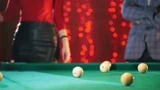 Couple Near Billiards Table Stock Video