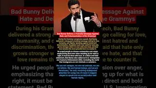 Bad Bunny&rsquo;s Grammys Speech Sends a Powerful Message on Love Humanity, and Immigration Rights #shorts