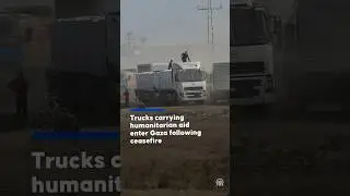 Trucks carrying humanitarian aid enter Gaza following ceasefire