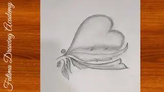 Easy Heart with Feathers Drawing| Easy sketch pencil 