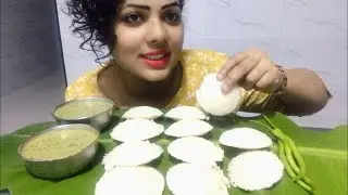 ASMR Eating Idli with Spicy Coconut 🥥 Chutney 😋😋