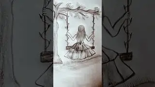 # how to draw girl #Jhula jhulati ladki ki drawing #ladki Ka Chitra #how to draw girl art