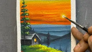 Calm Evening Landscape Painting | Sunset Art Tutorial