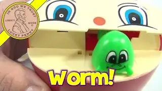 Vintage Wind-Up Apple Bank #527 - Hungry Worm Grabs Your Lucky Pennies!