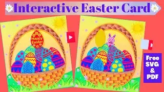 Cute DIY interactive Easter card || Free SVG & PDF templates