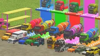 TRANSPORTING POLICE CARS, AMBULANCE, FIRE TRUCK, COLORFUL CARS WITH TRUCK -FARMING SIMULATOR 22! #59