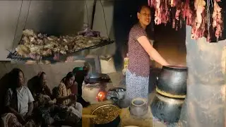 Making Local Wine Teen Pane and Making Buff Meat and Pork Meat Dry Happy dashain sabai lai😀😁😊