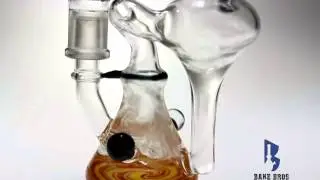 Bake Bros 18MM CON WP TUBE PERC RECYCLER 10 ORANGE RED SWIRLS 13-382