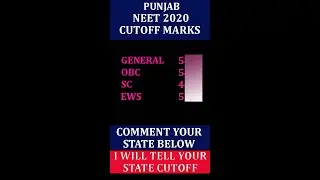 STATE WISE NEET 2020 CUTOFF MARKS | PUNJAB CUTOFF | BY BEING HELPER