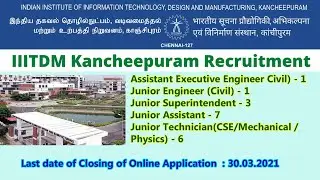 AEE, JE, Junior Superintendent, Junior Assistant, Junior Technician - IIITDM