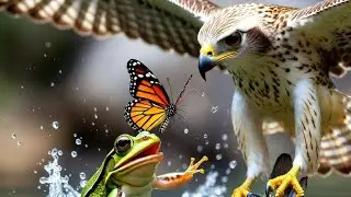 Cute Frog catching butterfly then what's Happening #viralvideo #butterfly #frog #fishing #eagles 