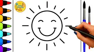 How to Draw and Color a Cute Smiling Sun | Easy Drawing for Kids