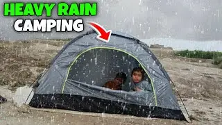 Camping in a tent in heavy rain 🌧