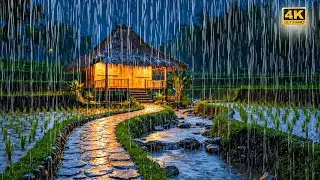 Cozy Wooden Hut Rain Ambience - Heavy Storm Sounds to Beat Insomnia & Reduce Anxiety (No Fade)