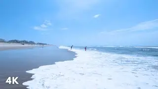 Emerald Isle 4K Beach Walk in North Carolina, Crashing Ocean Waves Sounds