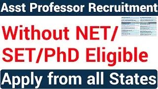 Assistant Professor Recruitment I Without NET, SET, PhD Eligible I Multiple Subjects I