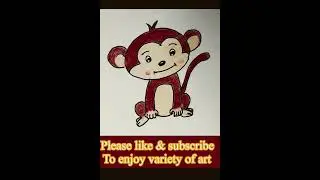 Draw cute monkey #shorts #satisfying #art #animals