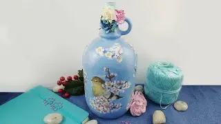🐤Tutorial f&aacute;cil: Botella grande con decoupage🐤 dipintodiblu 🐤
