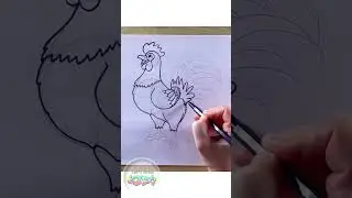 Rooster 🐔 #letsdrawkids #howtodraw #easydrawing #drawing #rooster #roosterdrawing #simpledrawing