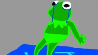 Kermit went to a pool party but nobody is there