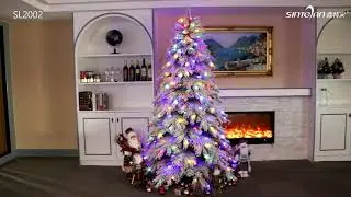 6 Ft snow flocked  light Christmas tree with white/ colorful LED transparency ball SL2002-180