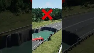 2905 Number Bus vs Water pit Crash in BeamNG Drive #shortsfeed #automobile #buses #beamngdrive