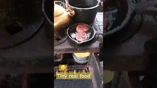 Cooking on Mini Cast Iron Toy Stove #shorts