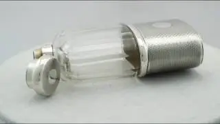 Cut Glass and Sterling Silver Hip Flask - Antique George V - AC Siler (A7325)