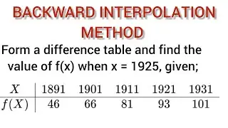 Newton's Backward Interpolation Method || Interpolation in Numerical Methods #EpelleMichaelRowland