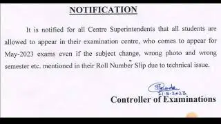 UG Exam Roll No | May 2023 | CDLU, SIRSA